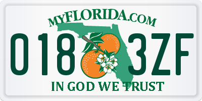 FL license plate 0183ZF