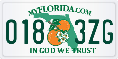 FL license plate 0183ZG