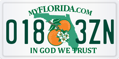 FL license plate 0183ZN