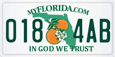 FL license plate 0184AB