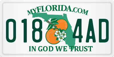 FL license plate 0184AD