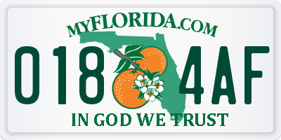 FL license plate 0184AF
