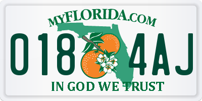 FL license plate 0184AJ