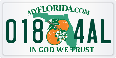 FL license plate 0184AL