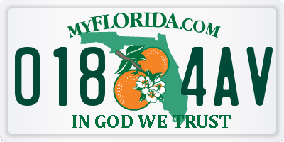 FL license plate 0184AV