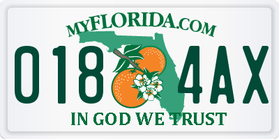 FL license plate 0184AX