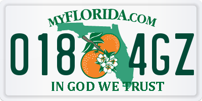 FL license plate 0184GZ