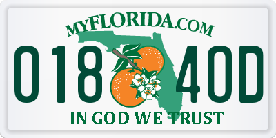 FL license plate 0184OD