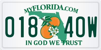 FL license plate 0184OW