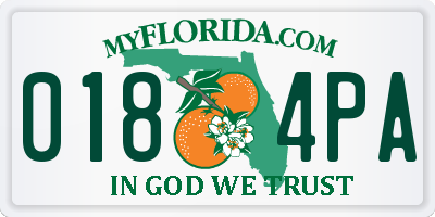 FL license plate 0184PA