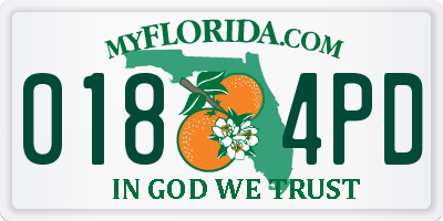FL license plate 0184PD