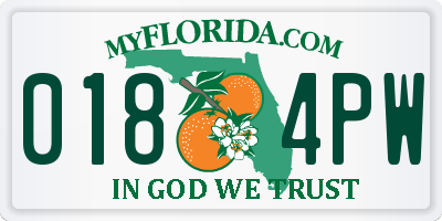 FL license plate 0184PW