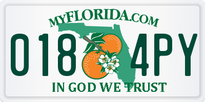FL license plate 0184PY