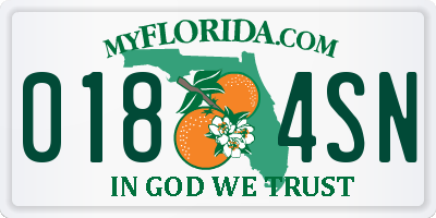 FL license plate 0184SN