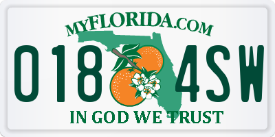 FL license plate 0184SW
