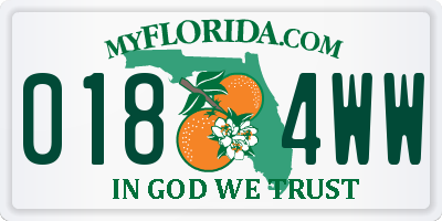 FL license plate 0184WW