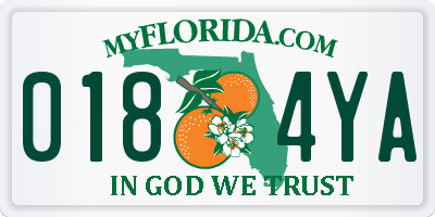 FL license plate 0184YA