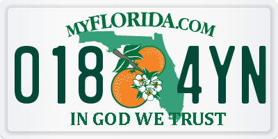 FL license plate 0184YN