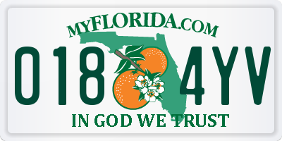 FL license plate 0184YV