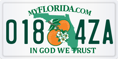 FL license plate 0184ZA