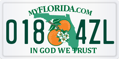 FL license plate 0184ZL