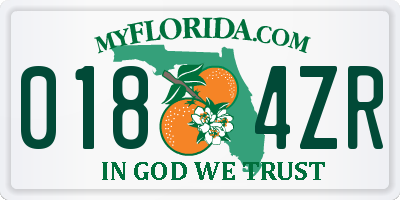 FL license plate 0184ZR