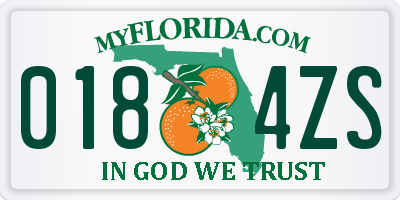 FL license plate 0184ZS