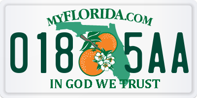 FL license plate 0185AA