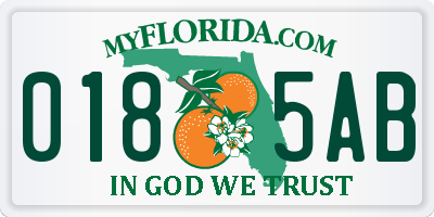 FL license plate 0185AB