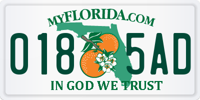 FL license plate 0185AD