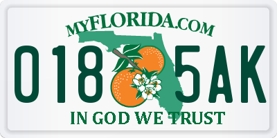 FL license plate 0185AK