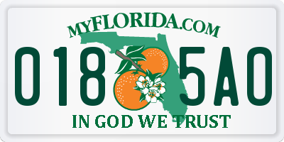 FL license plate 0185AO