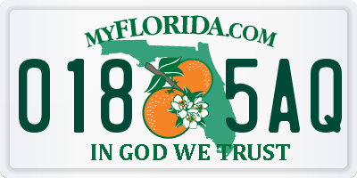 FL license plate 0185AQ