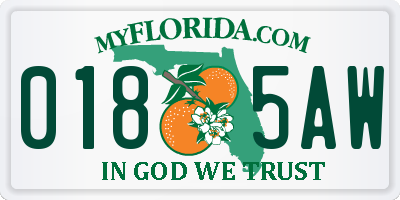 FL license plate 0185AW