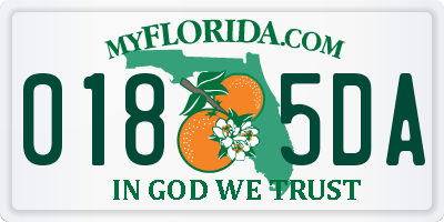 FL license plate 0185DA