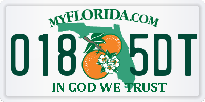 FL license plate 0185DT