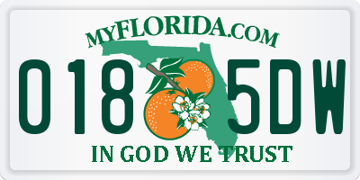 FL license plate 0185DW