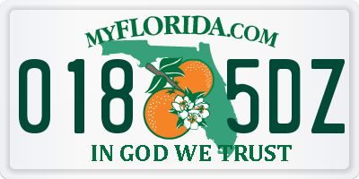 FL license plate 0185DZ