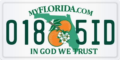 FL license plate 0185ID