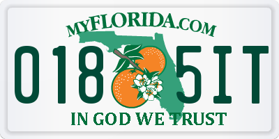 FL license plate 0185IT