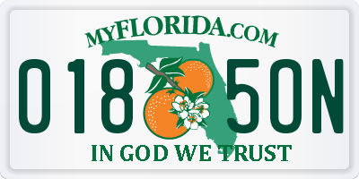 FL license plate 0185ON