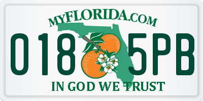 FL license plate 0185PB