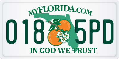 FL license plate 0185PD
