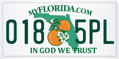 FL license plate 0185PL