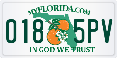 FL license plate 0185PV