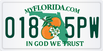 FL license plate 0185PW
