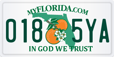 FL license plate 0185YA