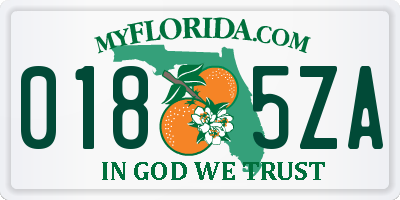 FL license plate 0185ZA