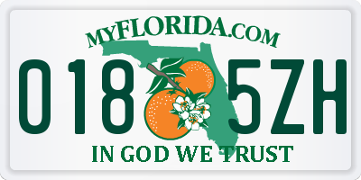 FL license plate 0185ZH