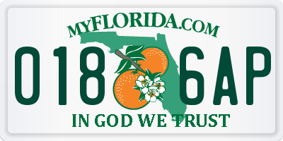 FL license plate 0186AP